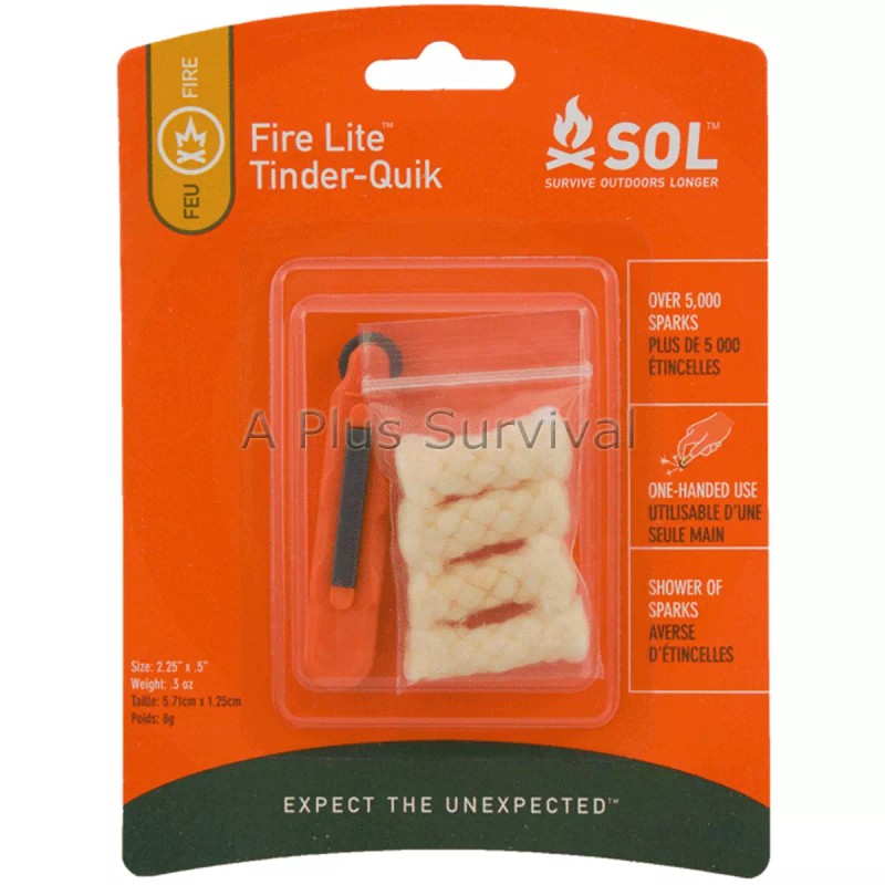 SOL Spark Lite Fire Starter & Tinder Quik - Survival