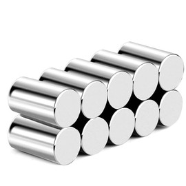 Cilindro magnético, 10 imanes redondos de tierras raras de 0.24 x 0.39 pulgadas | Imanes de neodimio para manualidades, pizarra blanca, oficina, peque