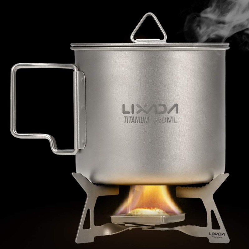 Lixada Ultralight Folding Camping Titanium Hardened Alcohol Stove 0.5 oz