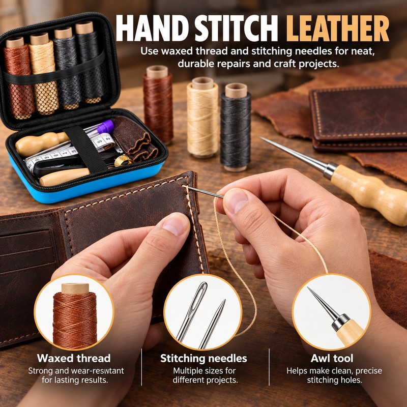 Leather Sewing Kit for Hand Stitching & Repairs – 28-Piece