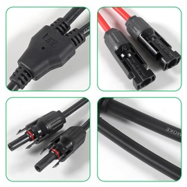 AITRIP 2 Pairs Solar Cable Y Splitter Plug Solar Solar Panel Cable Male Female MMF and FFM Connector Photovoltaic Connector