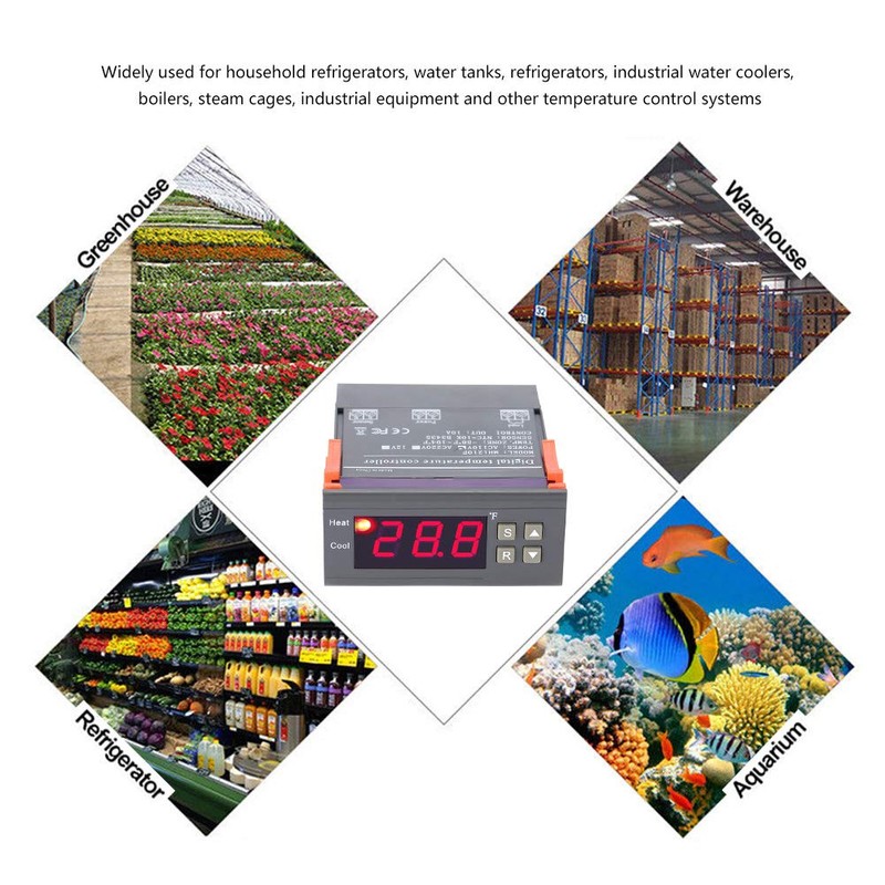 Jeanoko Thermostat MH1210F AC110V Digital Temperature Control Controller Thermostat -58~194℉