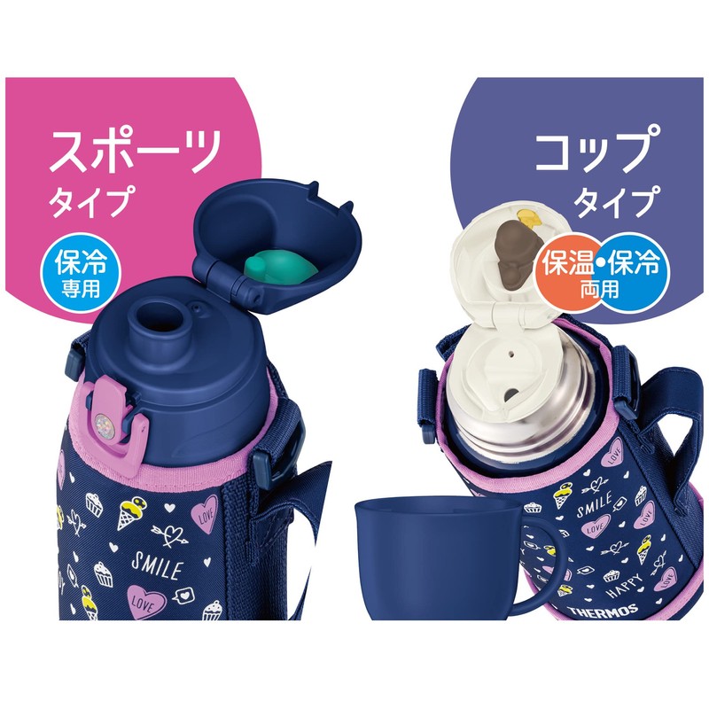 Thermos FJJ-801WF NVPL Vacuum Insulated 2-Way Bottle, Navy Purple, Direct