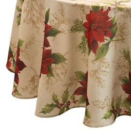 Elrene Home Fashions Poinsettia Oval Tablecloth 60" x 84"