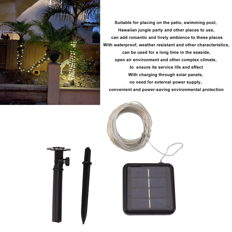200 LED Solar Light Waterproof Adjustable Height Decorative Solar Rope