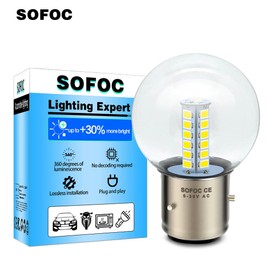 SOFOC- BA21D LED Headlight Bulbs High/Low Beam,Yellow G40 Bulb for Motorcycle 6V 12V 24V AC6-30V Compatible 2W 500LM 2835 25SMD 1Pcs