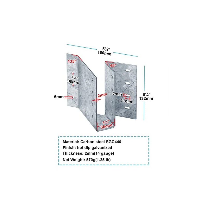 MOUNTAIN_ARK 2 Pack 45 Degree Joist Hanger Skewed Right for