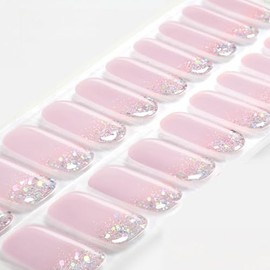 Virellay UV Gel Nagelfolie - Full Cover Gel Nail Stickers (Rosa Glitter, 20 Pcs)