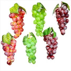 UMPE Artificial Grapes 6 Bunches, Fake Grapes, Realistic Burgundy Purple Green Plastic Grape Decor for Vase Fillers, Home Kitchen Table Centerpiece, Party Wedding Display