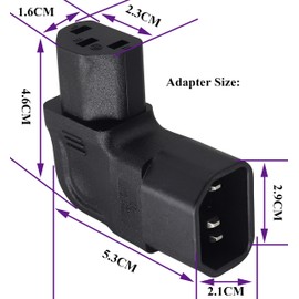 AAOTOKK 90 Grad IEC 320 C14 zu C13 Power AC Konverter,Nach Rechts Biegen IEC Weibliche C13 zu IEC Männliche C14 Netzteil,für Drucker,Computer,Spielekonsolen,Audio Multi Room Anrufe.(Rechte/2-Stücke)