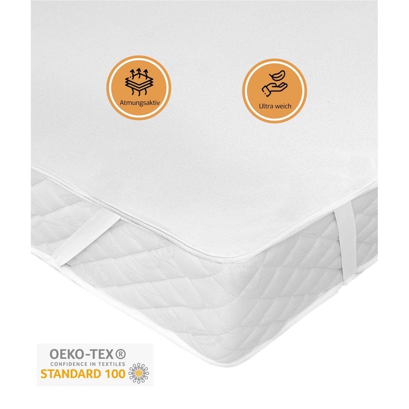 Bluome Waterproof and Oeko-Tex Certified Mattress Protector, White (140 x