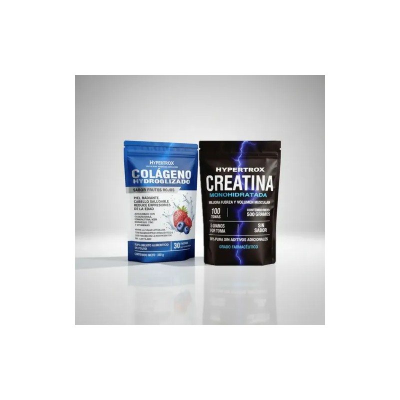 Kit Creatina 500gr Colágeno Hidrolizado 300gr Hypertrox