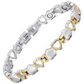 RainSo Damen Magnetische Armband Magnetarmband aus Titaniumstahl mit Hervorragendem Magnetismus von 3500 Gauss Verstellbares Armband Lieferung mit Abnahmewerkzeug und Schmuckgeschenkbox