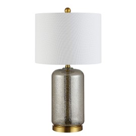 Safavieh Lighting Collection Novah Silver Glass 26-inch Bedroom Living Room Home Office Desk Nightstand Table Lamp (LED Bulb Included)