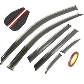 PSLER 6PCS Side Window Vent Visor Window Deflectors for Honda CRV CR-V 2023 2024 2025 Car Tape-on Window Visor with Stainless Trim Compatible with CRV LX EX EX-L Sport Hybrid Touring Accessories