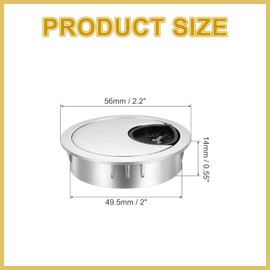 sourcing map Desk Grommet 2 Inch, Zinc Alloy Round Desk Hole Cover Wire Cable Cord Organizer for Home Office Computer Table Cables, 49.5mm, Dark Silver