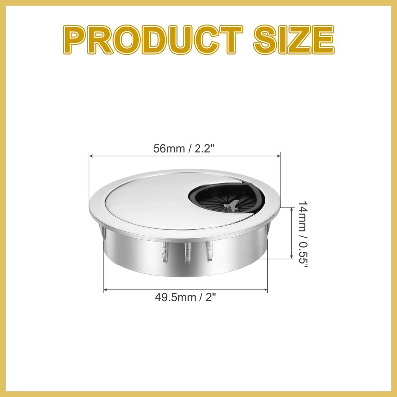 sourcing map Desk Grommet 2 Inch, Zinc Alloy Round Desk
