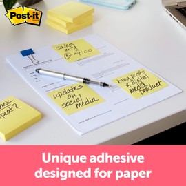 Post-it Notes 3x3 in, 24 Pads, America's’s #1 Favorite Sticky Notes, Canary Yellow, Clean Removal, Recyclable (654-24VAD-B)