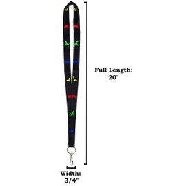 Dinosaur Lanyard Keychain and ID Badge Holder – Durable Black Polyester – Novelty Necklace