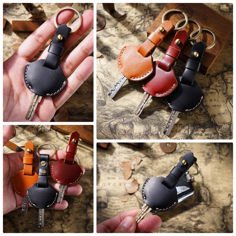 Kaaipee Key Cover, Genuine Leather, Key Cap with Key Holder,