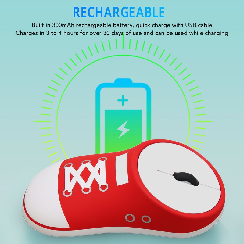 2.4G Shoe Wireless Mouse 1200DPI Slim Optical Portable Cute Ergonomic