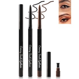 Black & Brown Eye Liner Pencils for Older Women,2 Pcs Matte Cream Retractable Eyeliner Waterline,Long Wear Waterproof Smudge-Proof Gel Eyeliner Pencil, Built in Sharpener, Eye Liner for Sensitive Eyes