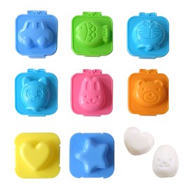 Pack of 8 Boiled Egg Moulds, Onigiri Mould, Sushi Rice Mould, 8 Different Shapes, Mould Cutter for Home Kitchen Tool DIY Cupcakes for Baking (Random Colour)