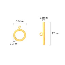 BEADIA 18K Gold Plated OT Toggle Clasps Non Tarnish 10x17mm 12 Pairs for Jewelry Making Findings