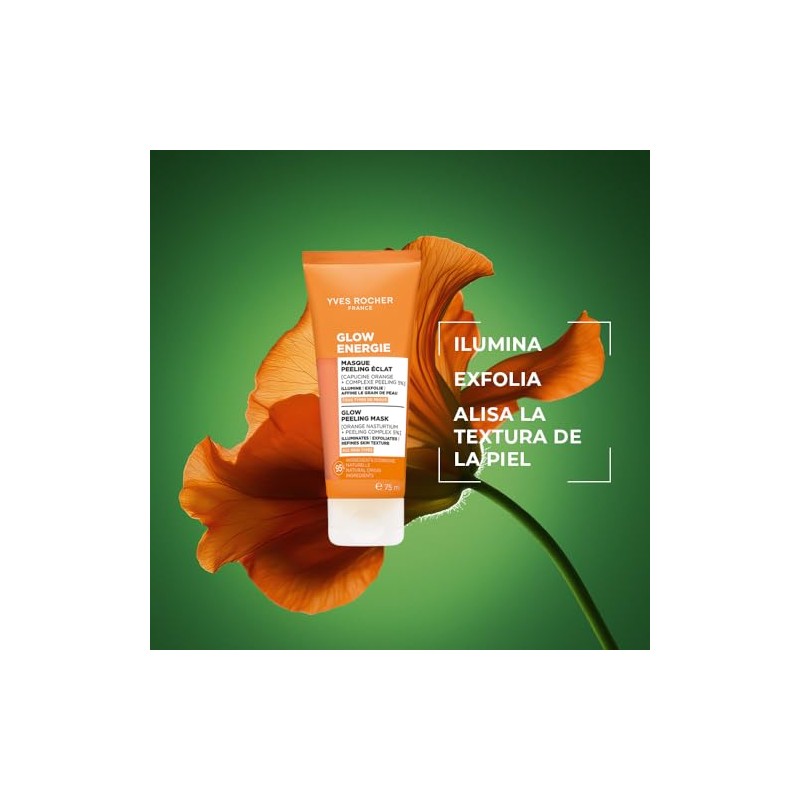 Yves Rocher, Glow Energie Mascarilla Facial Efecto Peeling, Vitamina C,