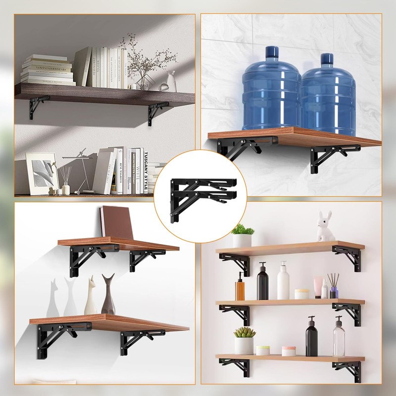 Folding Shelf Brackets 16 Inch - 4PCS Heavy Duty Metal