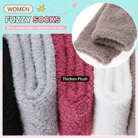 Fuzzy Socks for Women Men Warm Fluffy Winter Cozy Thick Slipper Plush Sleep Comfy Crew Socks Christmas Gifts Stocking Stuffers for Women(Grey/Khaki/Black/White/Rose Red,M)