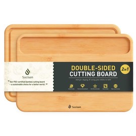 1 Piece Bamboo Cutting Board Wood Cutting Boards for Kitchen with Deep Juice Grooves Built-in Handles for Fruit and Meat