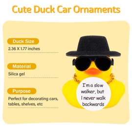 wonuu Encouragement Support Rubber Duck Car Dashboard Decorations, Funny Thinking Positive Duck with Card Creative Duck Car Ornament for Cute Car Accessories, Black