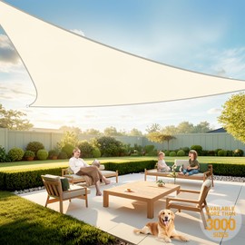 Artpuch 8'X12'X12' Cream Triangle Sun Shade Sail HDPE UV Blocking Outdoor Shade Canopy, Windproof & Breathable for Patio Garden Backyard Pool (We Make Custom Size)