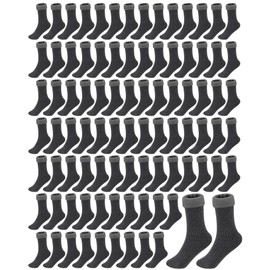Henoyso 150 Pairs Thermal Socks Bulk Warm Thick Winter Unisex One Size Socks for Men Women Homeless Care Package (Dark Gray,Medium)