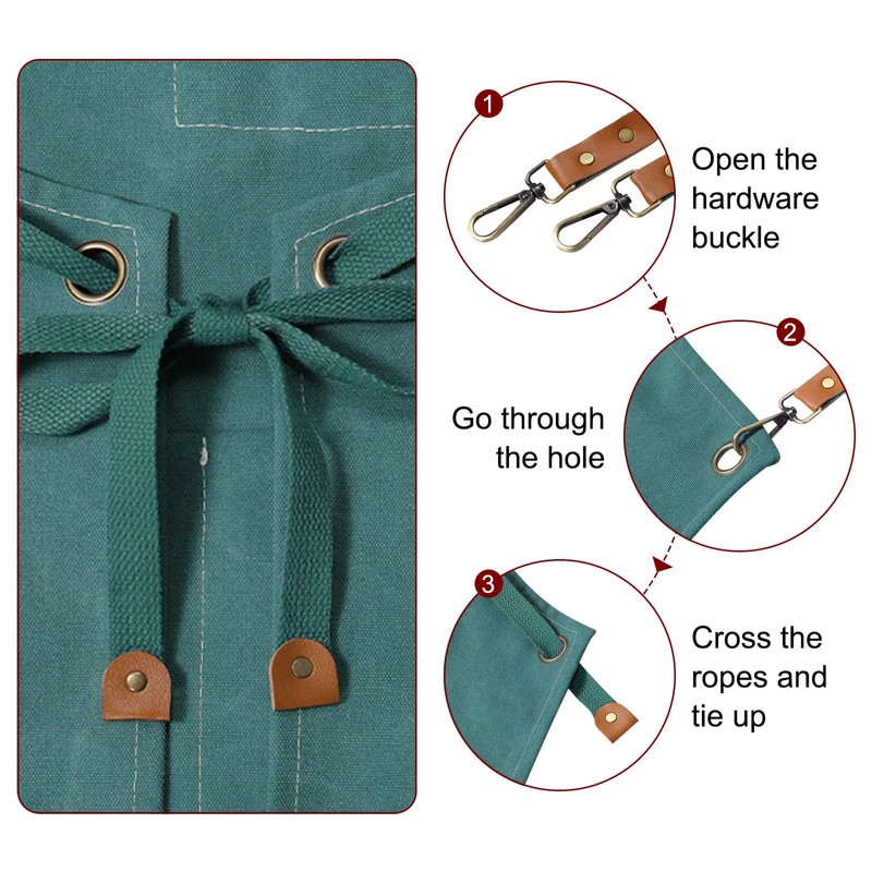 sourcing map Canvas Chef Aprons 75x68cm Adjustable Strap Waterproof Cross