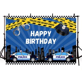 Boy Birthday Background Police Line Do Not Cross Car City Night Kids Party Banner Photography Background Photo Booth Props for