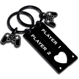 Mebvdebe 2PCs Funny Couples Keychain Player 1 Player 2 Matching Couple Keychain Gifts for Boyfriend Girlfriend Anniversary Valentines Day Christmas Gifts Gamer Key keychain