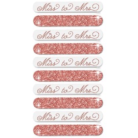 Bridal Shower Favors - Set of 10 Rose Gold Sparkle Miss to Mrs Nail Files - Bachelorette Party Nail Files - Emery Board(10 Miss) RG