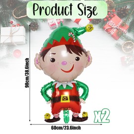 2pcs Christmas Foil Balloons Christmas Elf Foil Balloons Merry Christmas Party Balloons Decorations Elf Boy Aluminum Film Mylar Helium Self Inflate Balloons for Xmas New Year Holiday Home Garden Decor