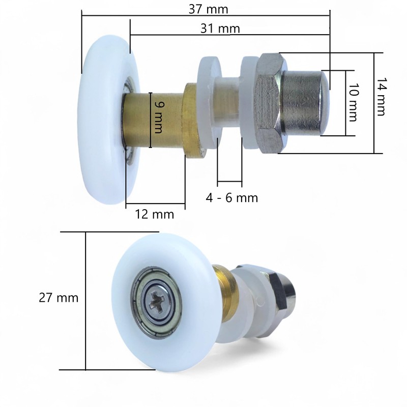AKORD 8PCS Shower Door Rollers, 27mm Diameter for The Bathroom