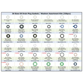 Dsnaduo 330PCS 36 Popular Sizes Mater Oil Drain Plug Gaskets, Washer Assortment Kits Replace 097-119, 097-139, 097-021, 097-025, N0138157, 11026-01M02, APC93000, 94109-14000, 097-128, MD050317
