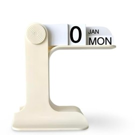 Flipdate Modern Art Calendar, Standing Desk Calendar with Flip Date System, Minimalist Design, White