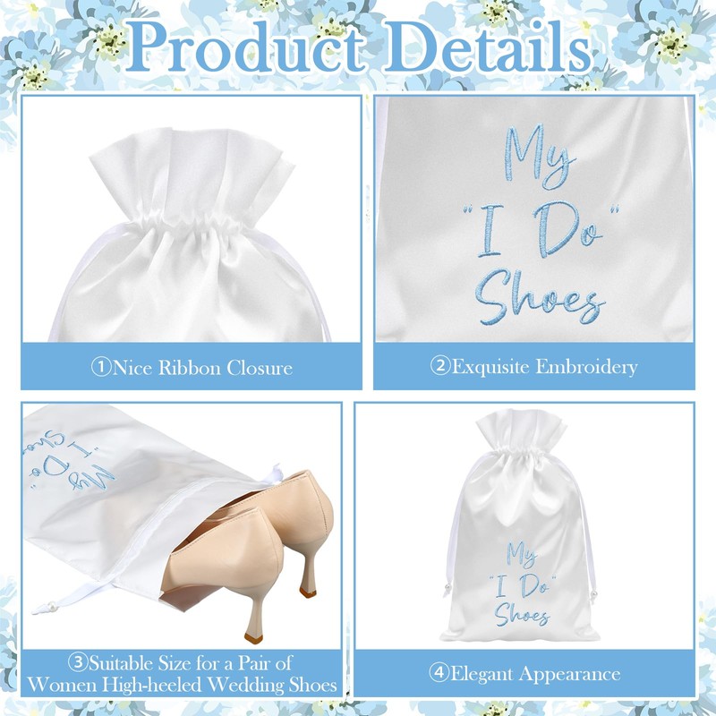 Wesnoy Bride Shoe Bag 11" x 9" Satin Wedding Shoe