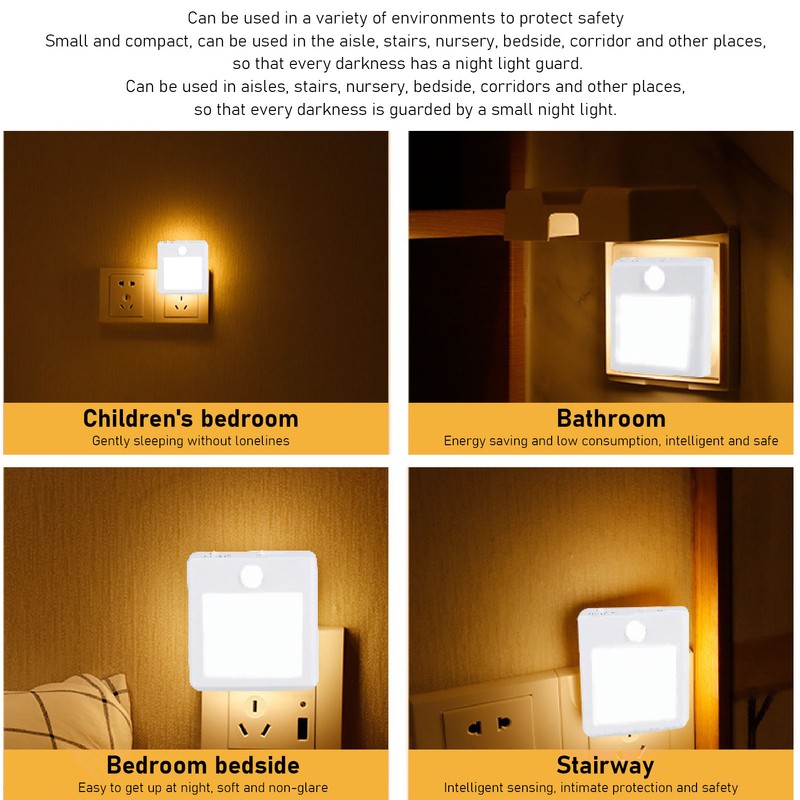 2 Pcs Plug in Night Light Mini Motion Sensor Night