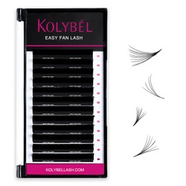 Kolybel KOLYBEL Eyelash Extensions Cashmere Easy Fan Lashes 0.05 Thickness D Curl 14mm Single Tray Auto Blooming Lash Extension Matte Dark Black Volume Lashes Lasting Self Fanning Lashes(0.05-D,14mm)