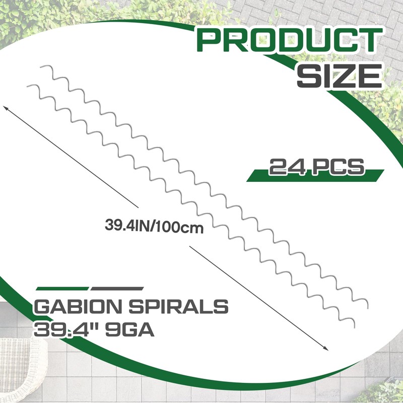 Yaocom 24 Pcs 39.4" x 2" Gabion Cages Spirals 9ga