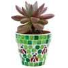 VOREEN Mosaic Terracotta Flower Pot with Ladybug Design, Drainage Hole,
