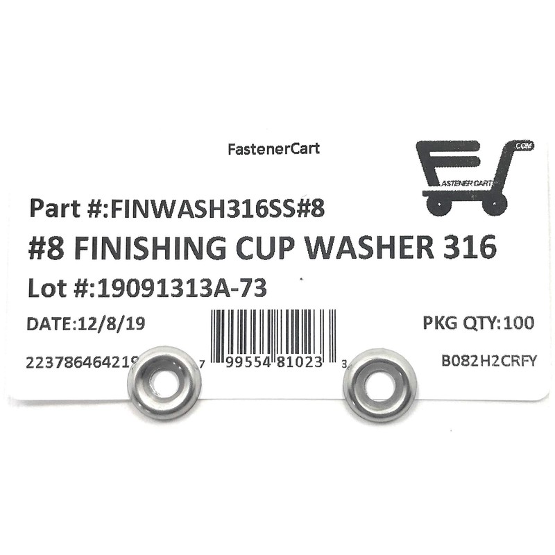 #8 Stainless Steel (316 Marine Grade Stainless) Finishing Washers Cup