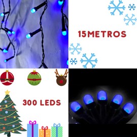 DOSYU Serie de Navidad 15M Luz de Navideñas,300LED Cadena de Luces Navidad,Fiesta luces de Hadas, 8 modos de Iluminación, para Interior al Aire Libre Arbol de Navidad Decoración de Boda (15M, Azul)